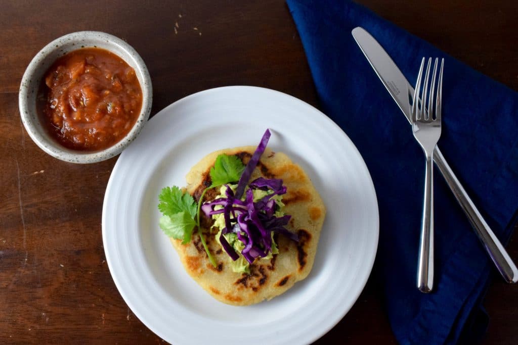 Vegan jalapeño cheese and bean pupusas