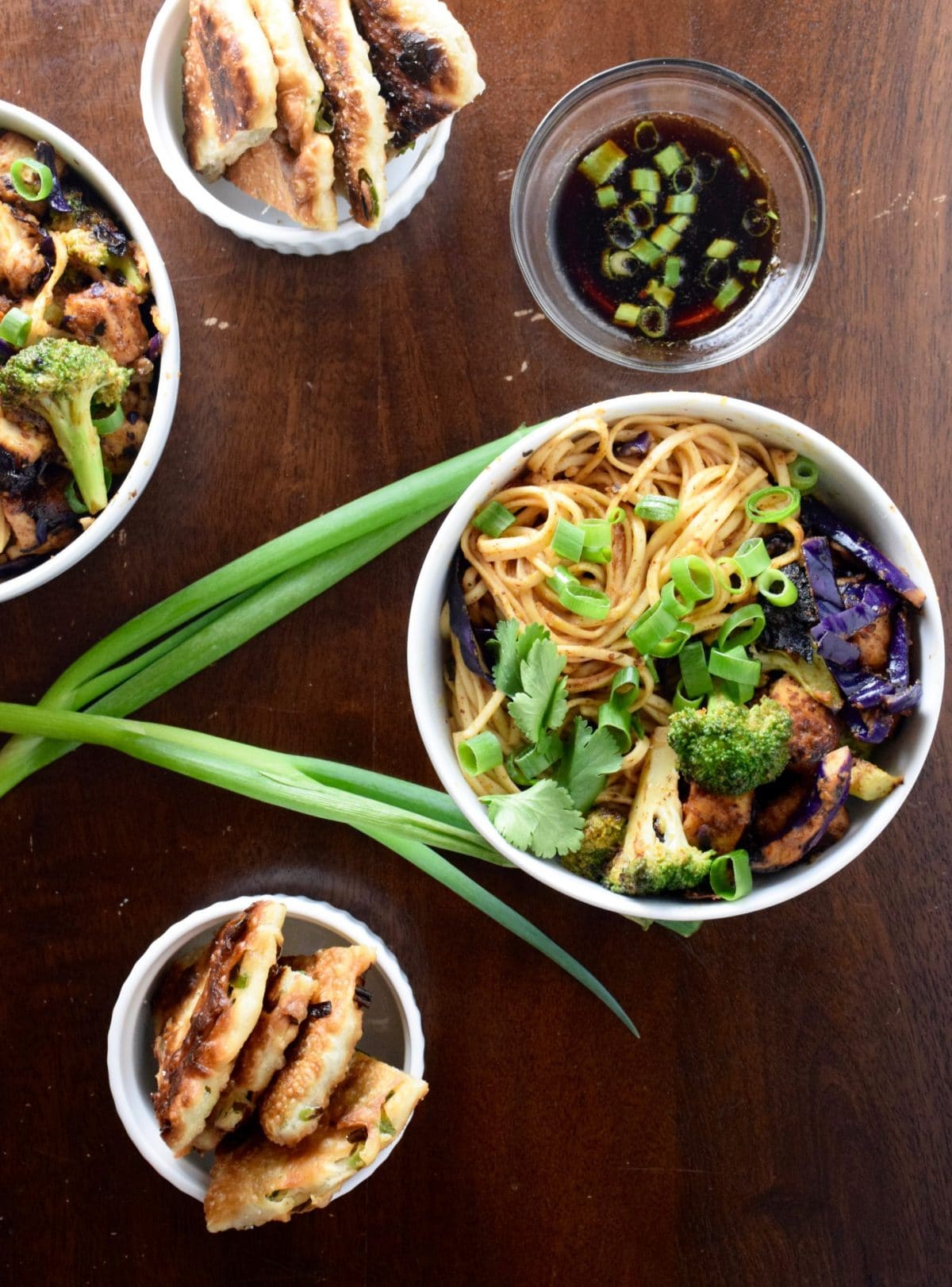 tofu and udon noodle almond butter stir fry