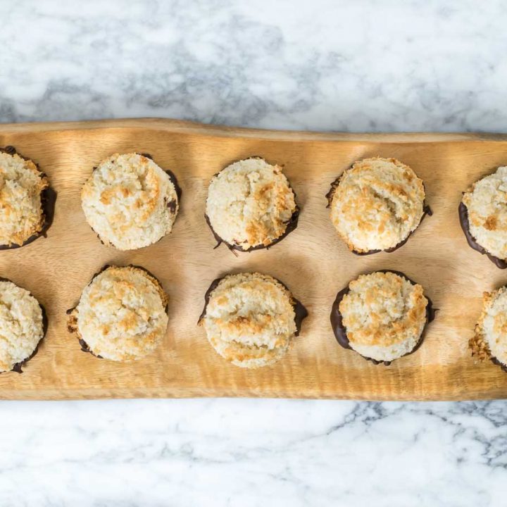 vegan chocolate bottomed coconut macaroons