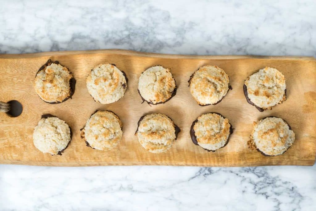 vegan chocolate bottomed coconut macaroons