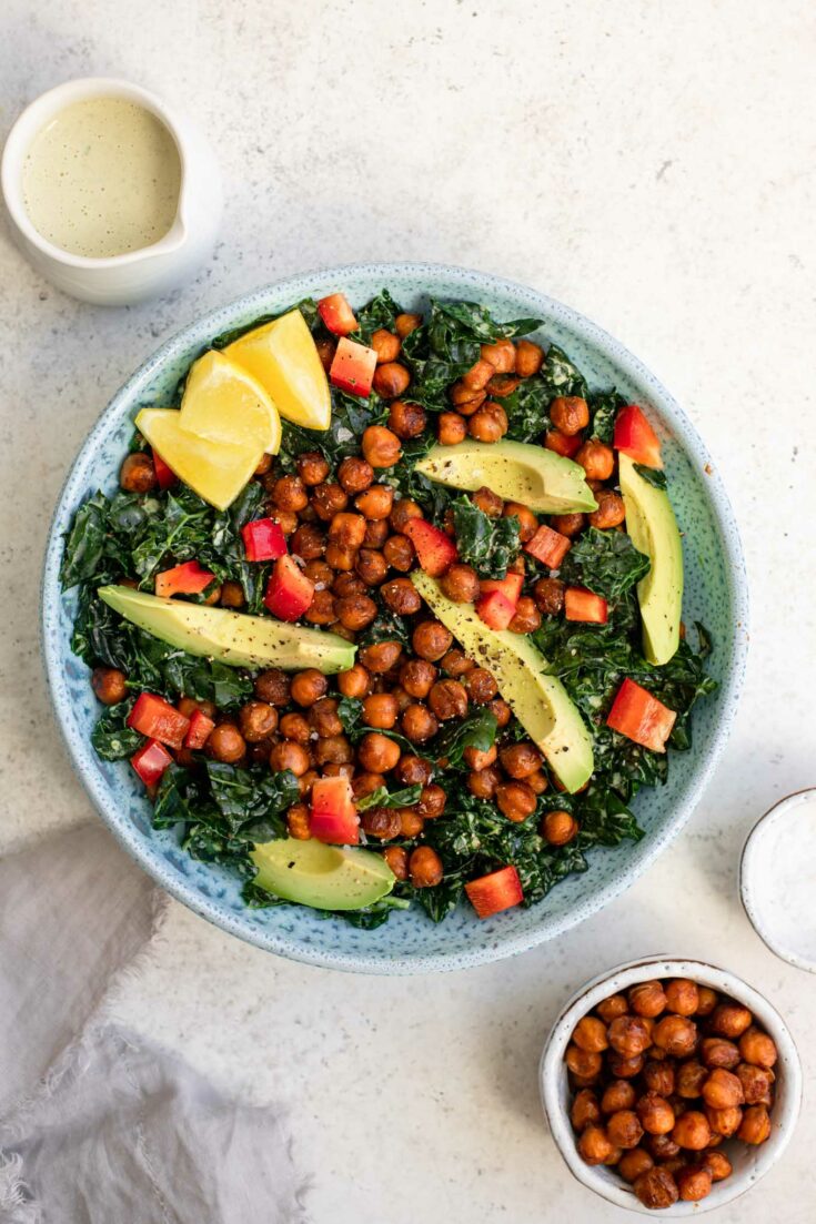 Kale Salad with Roasted Jalapeño Dressing • The Curious Chickpea