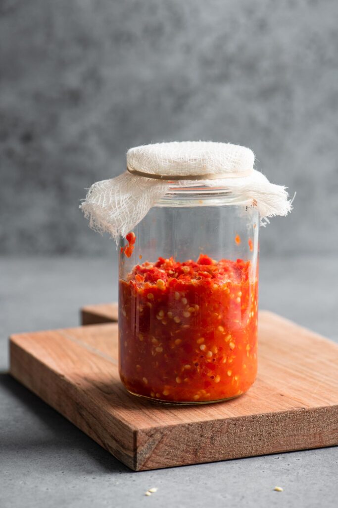 blended chili pulp before fermenting