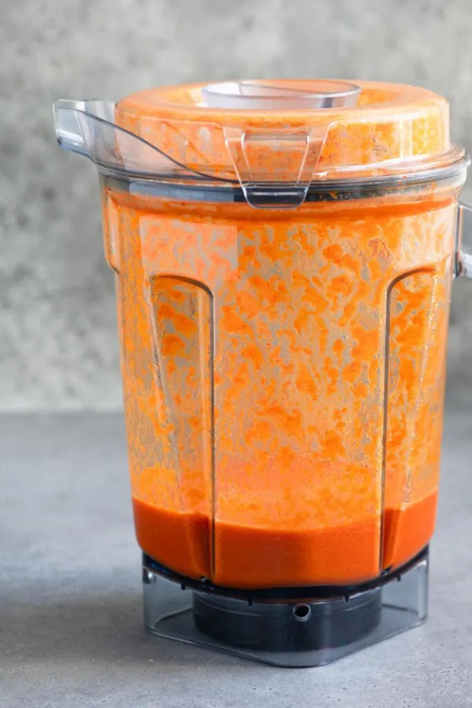 blended hot sauce in blender jar