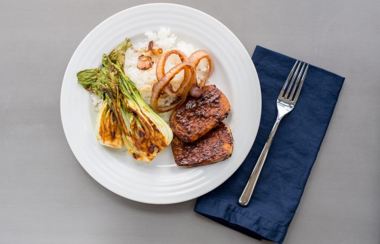 Miso-Hoisin Glazed Tofu and Baby Bok Choy