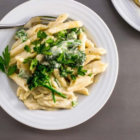 penne white wine cream sauce broccolini