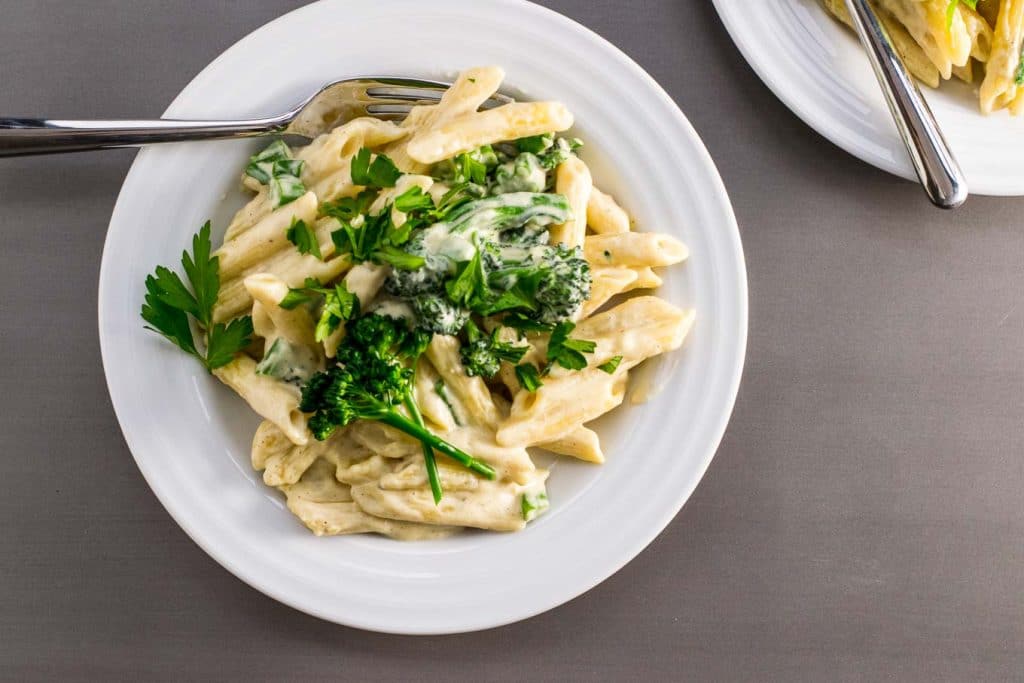 penne white wine cream sauce broccolini