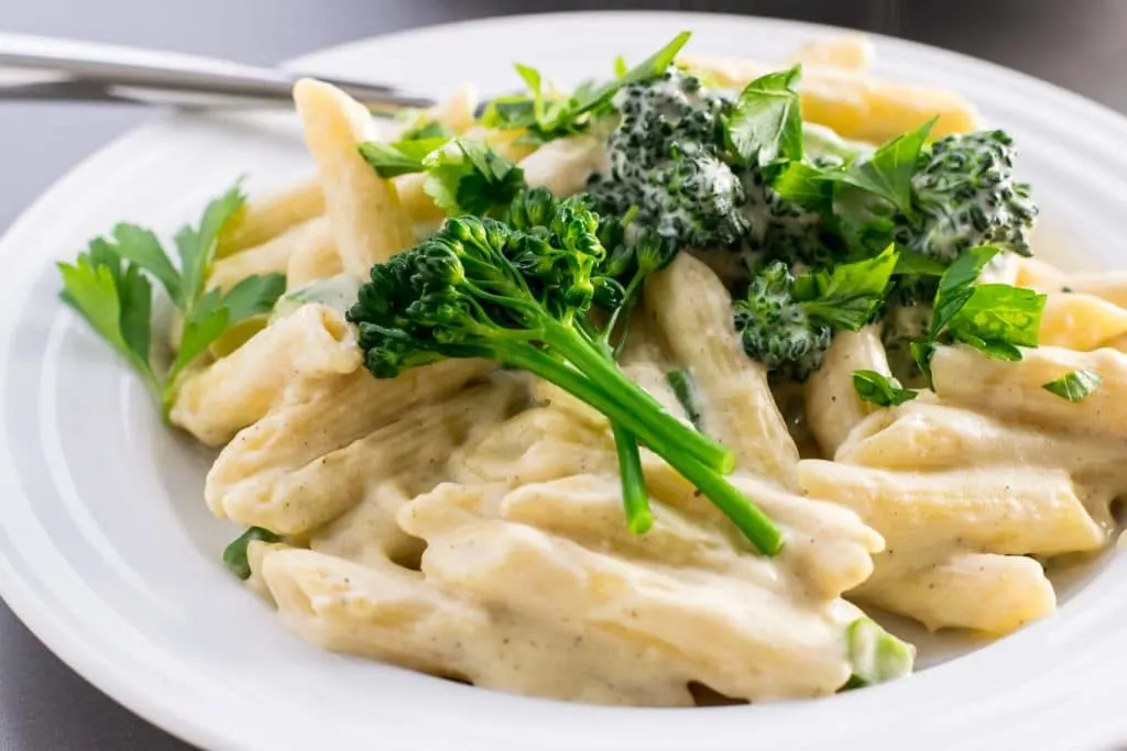 penne white wine cream sauce broccolini