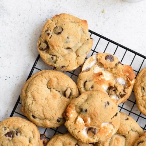 cookies piled on cooling rack