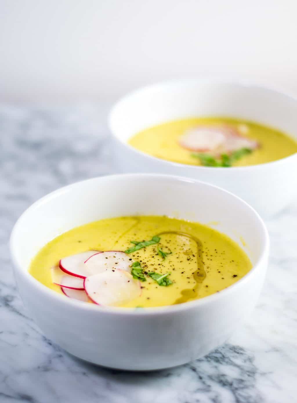 vegan sweet corn veloute