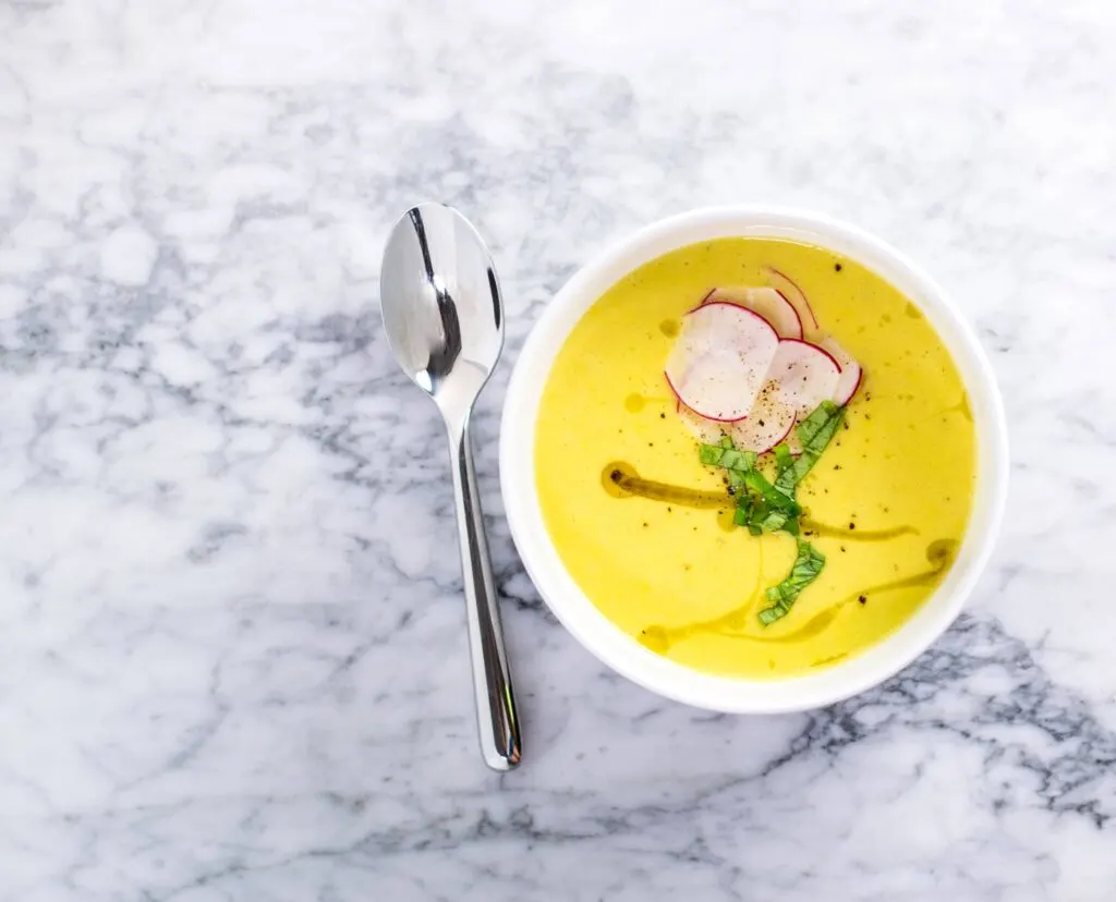 vegan sweet corn veloute