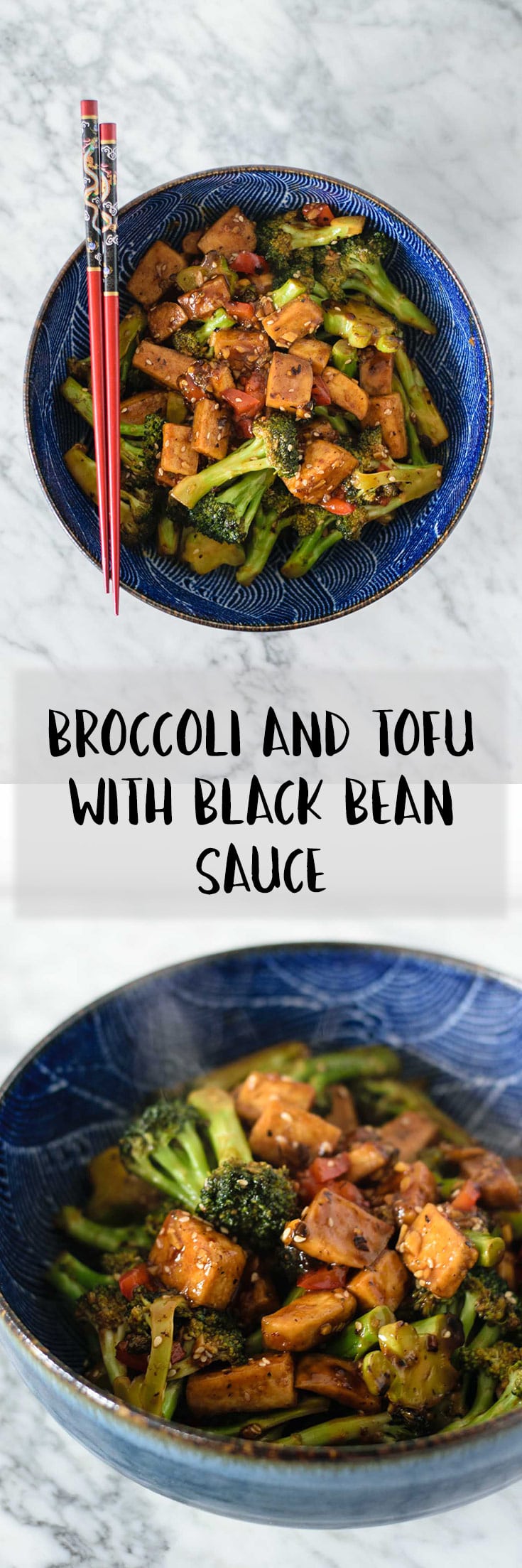 Broccoli and tofu are tossed in a spicy black bean sauce in this quick and easy chinese stir fry! A vegan and gluten-free recipe. | thecuriouschickpea.com #vegan #veganchinesefood