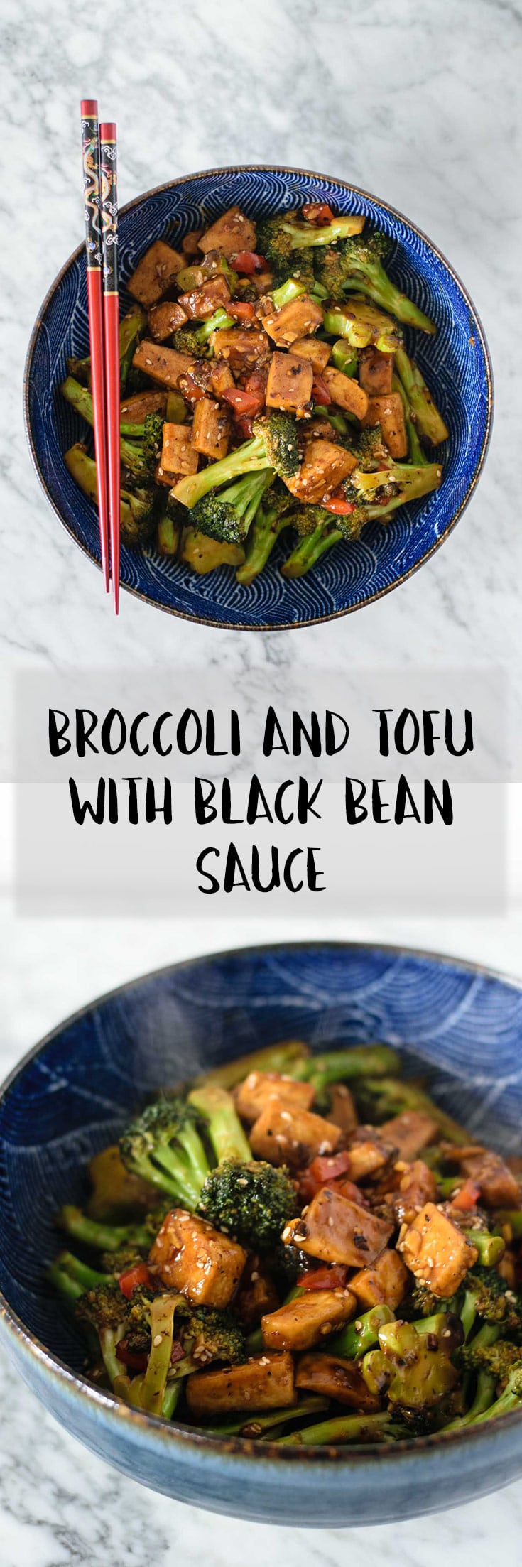 Broccoli and tofu are tossed in a spicy black bean sauce in this quick and easy chinese stir fry! A vegan and gluten-free recipe. | thecuriouschickpea.com #vegan #veganchinesefood