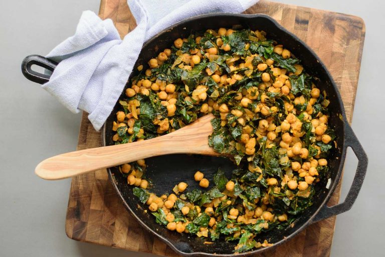 Indian Spiced Chickpeas and Greens • The Curious Chickpea