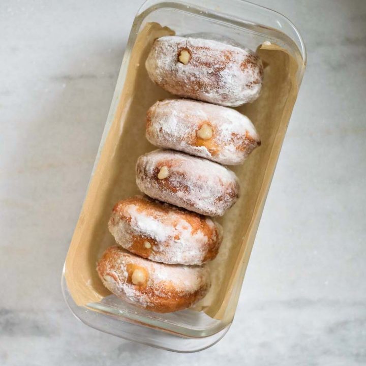 coconut ginger custard filled doughnuts