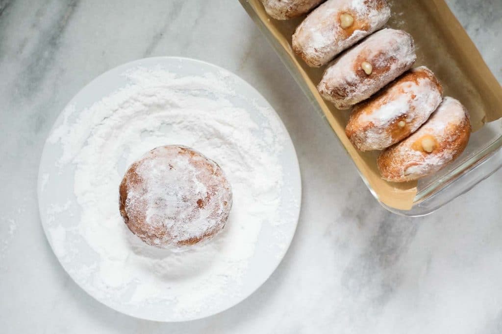 coconut ginger custard filled doughnuts