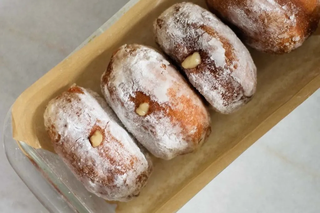 coconut ginger custard filled doughnuts