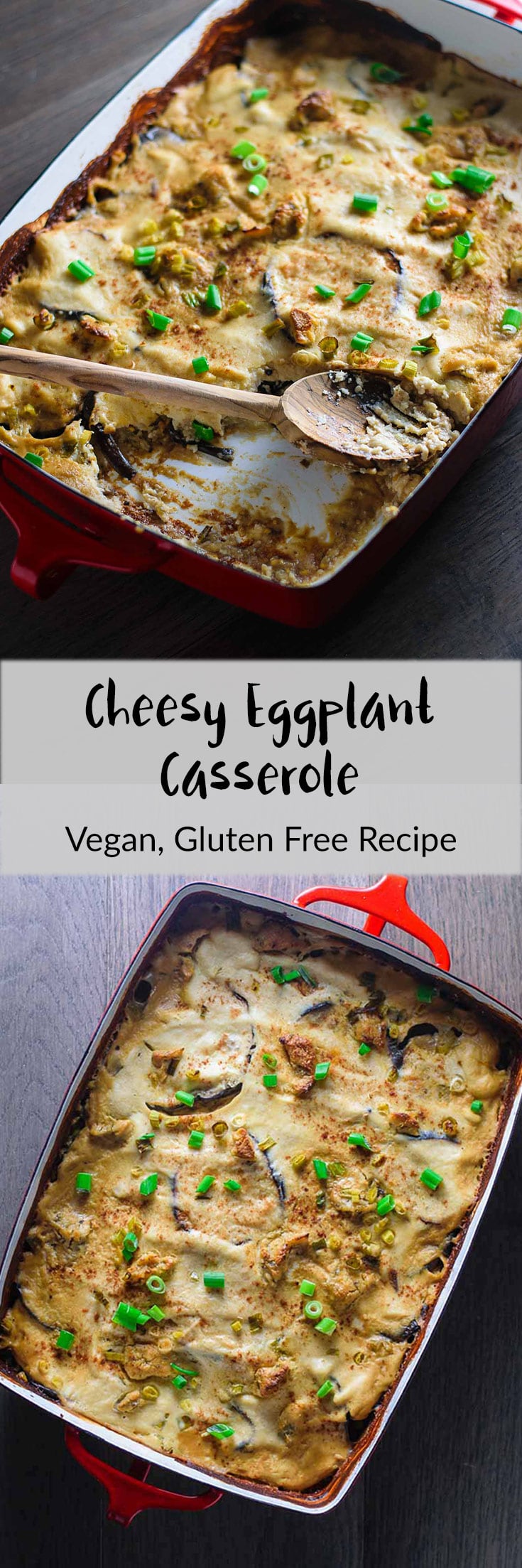 Cheesy Eggplant Casserole | This easy vegan casserole is cheesy and creamy and naturally gluten free. It's the perfect accompaniment to your meal! | thecuriouschickpea.com #vegan #glutenfree #casserole