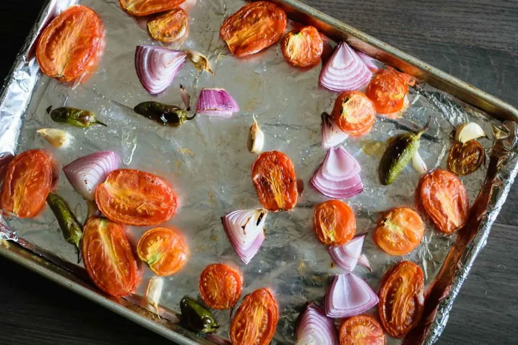 roasted tomatoes, onion, jalapeño, and garlic