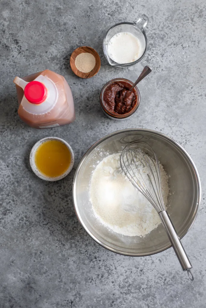 ingredients for apple pecan cinnamon bun dough