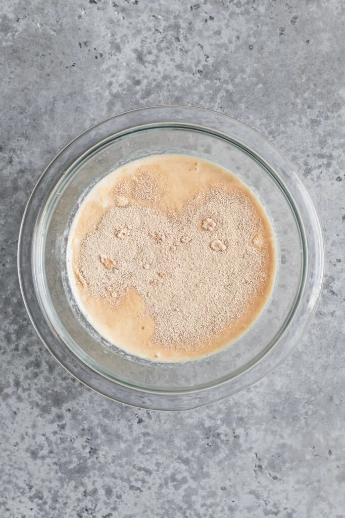 yeast, milk, and cider before proofing