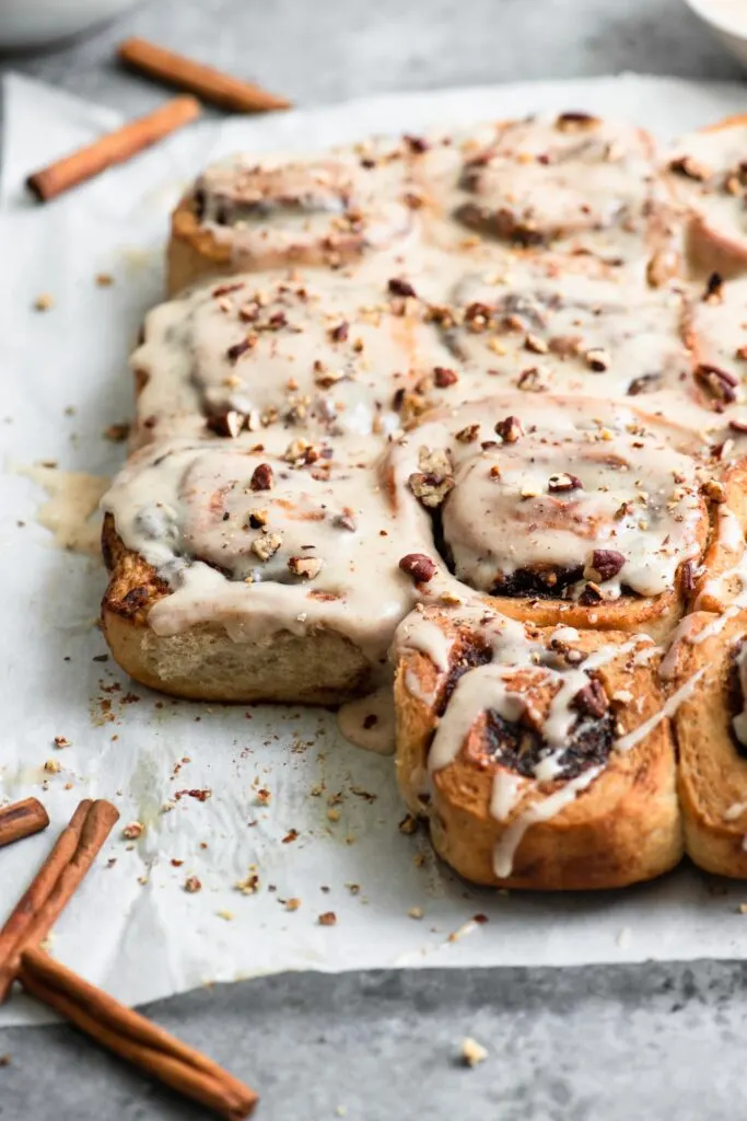 iced apple pecan cinnamon buns