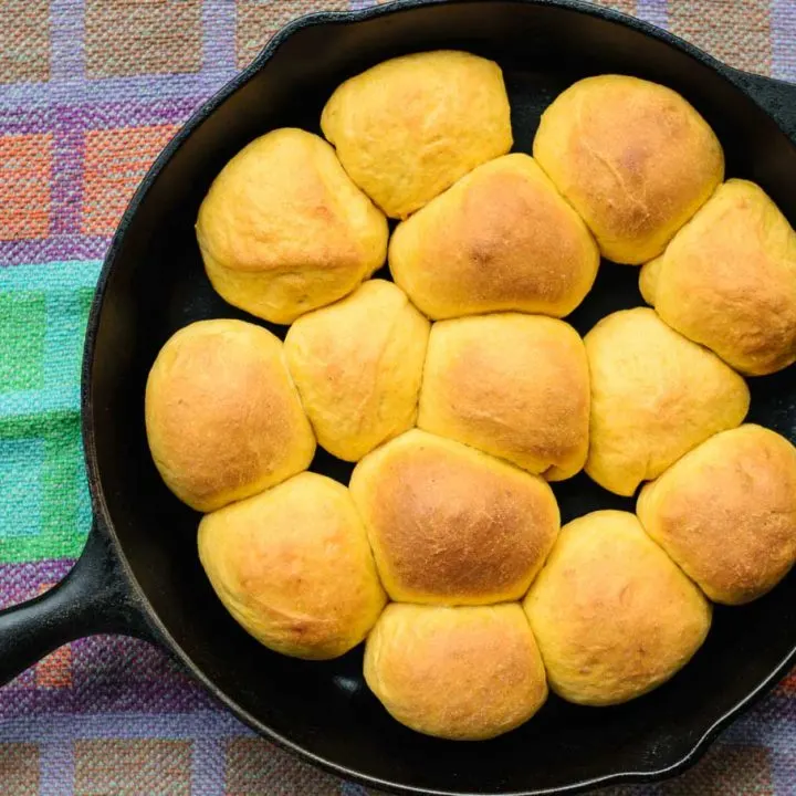 vegan sweet potato rolls baked in cast iron