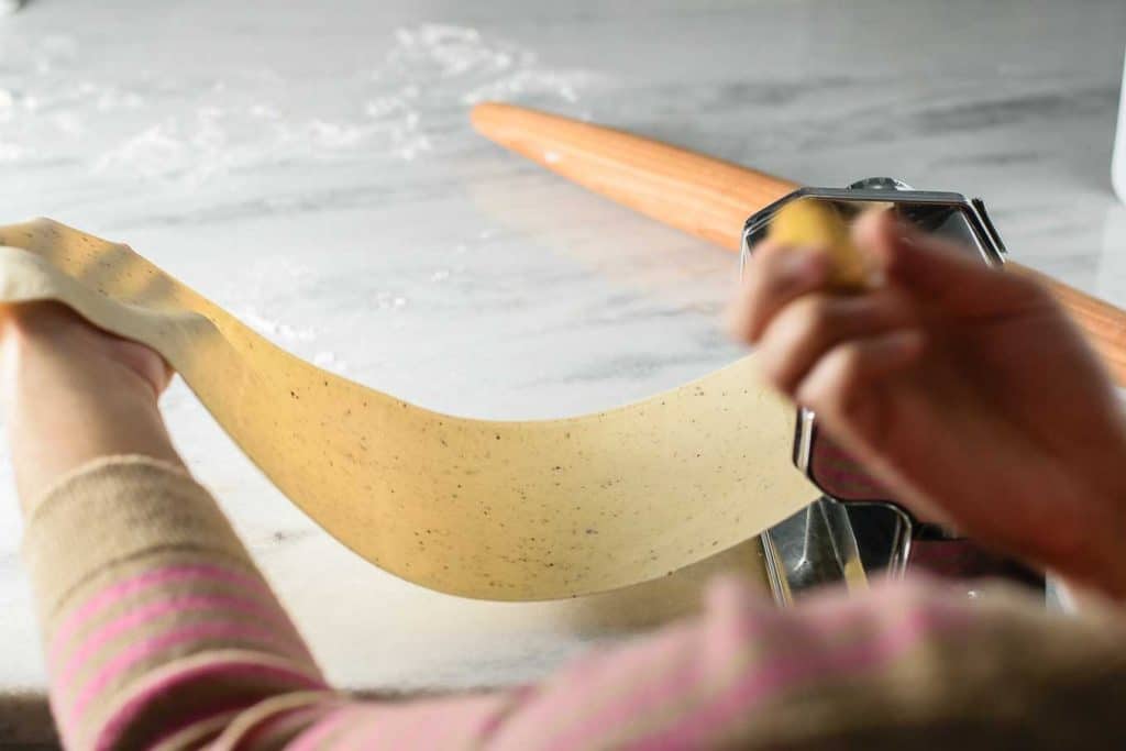 rolling fresh pasta dough