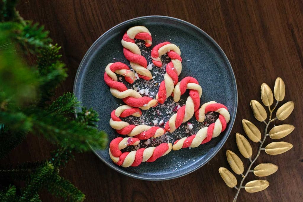vegan peppermint candy cane cookies