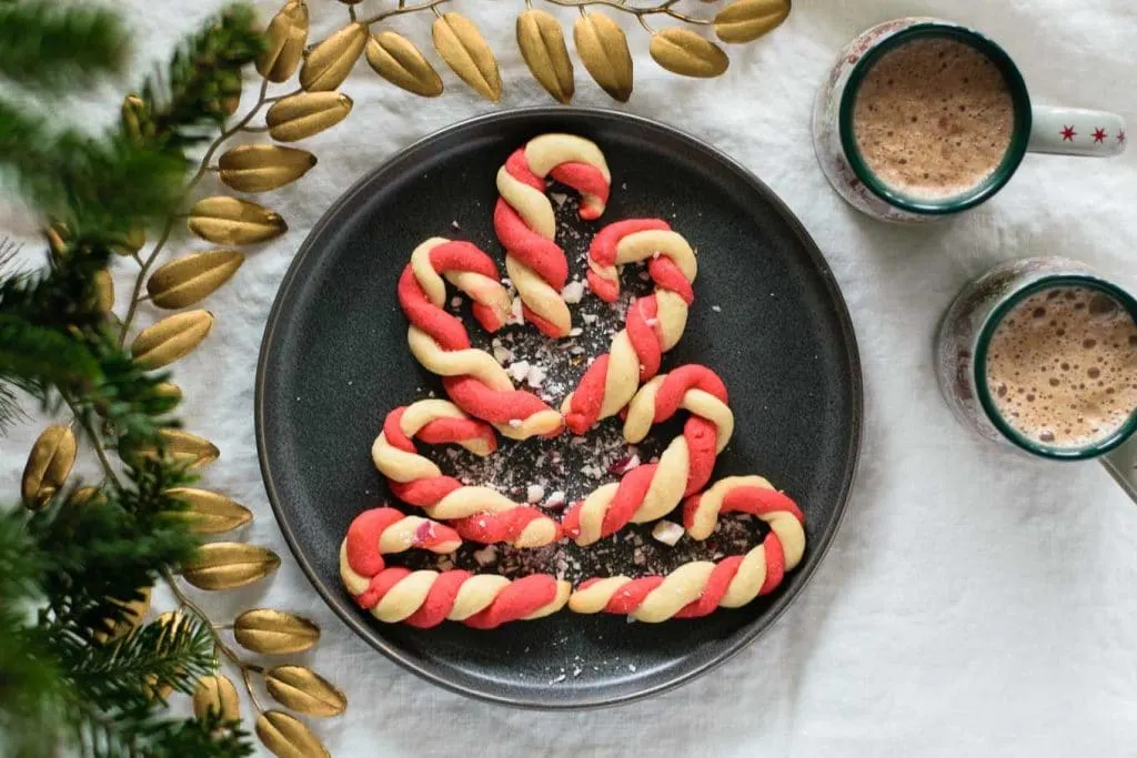 vegan peppermint candy cane cookies