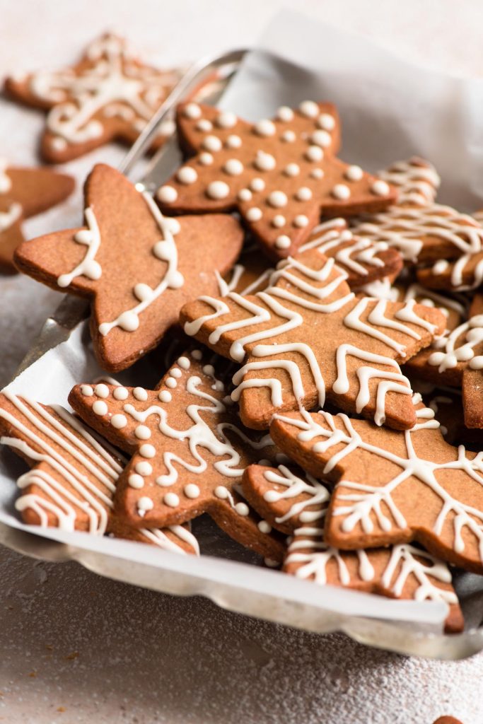 vegan wishing cookies in a parchment lined silver tray