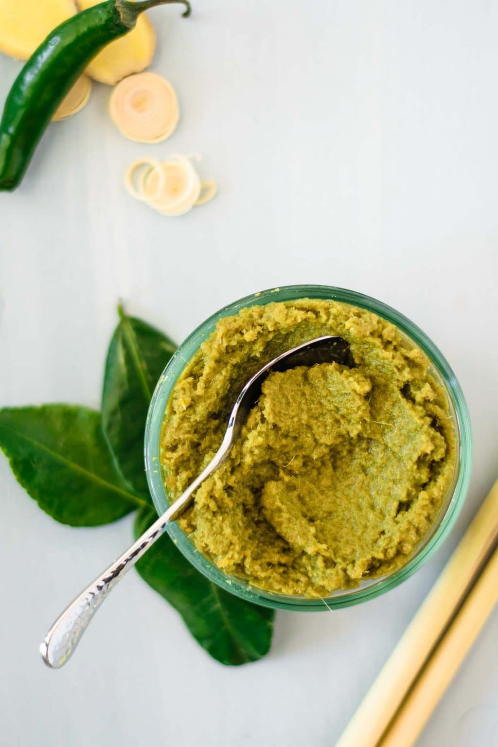 homemade thai green curry paste