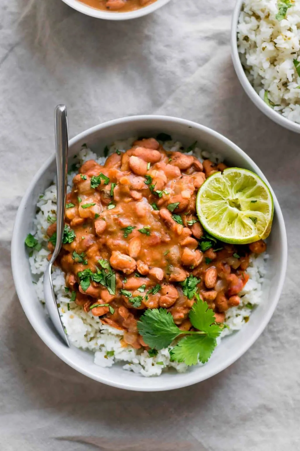 Mexican Pinto Beans and Tomatillo Cilantro Lime Rice