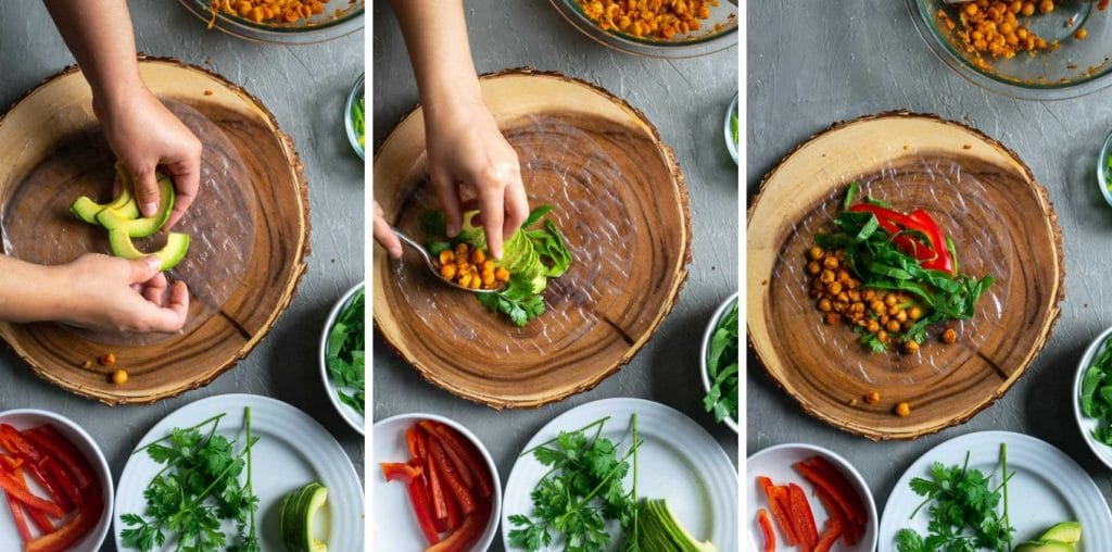 Filling buffalo chickpea salad wraps