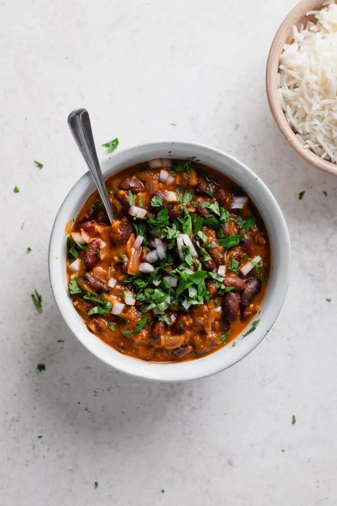 Afghan kidney bean curry in a bowl