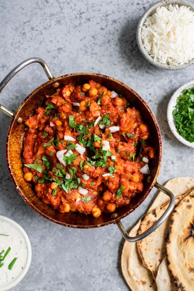 chana masala with chapait and rice