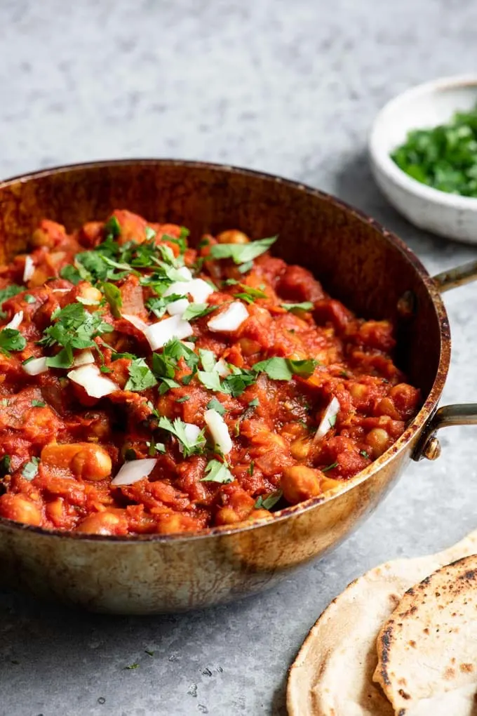 chana masala served in bowl