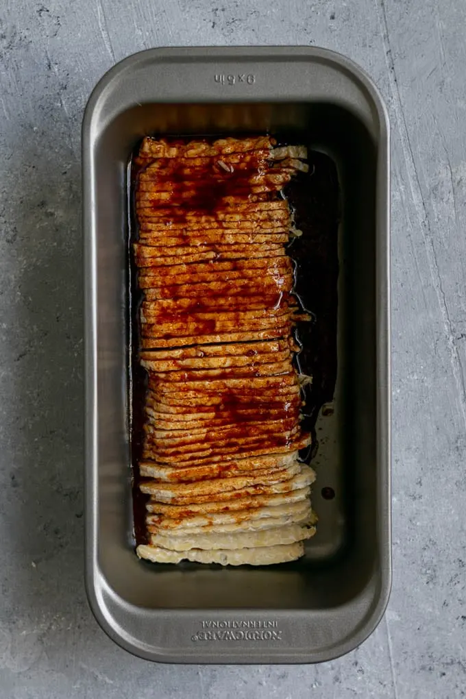 tempeh bacon marinating