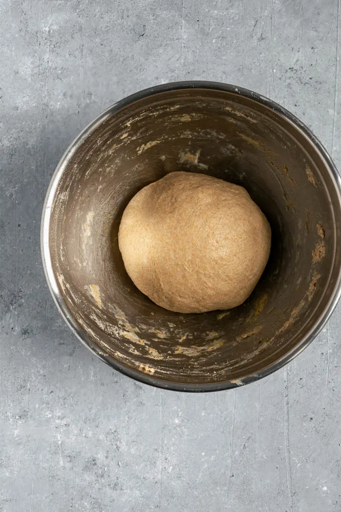 whole wheat bread dough after kneading before the first rise