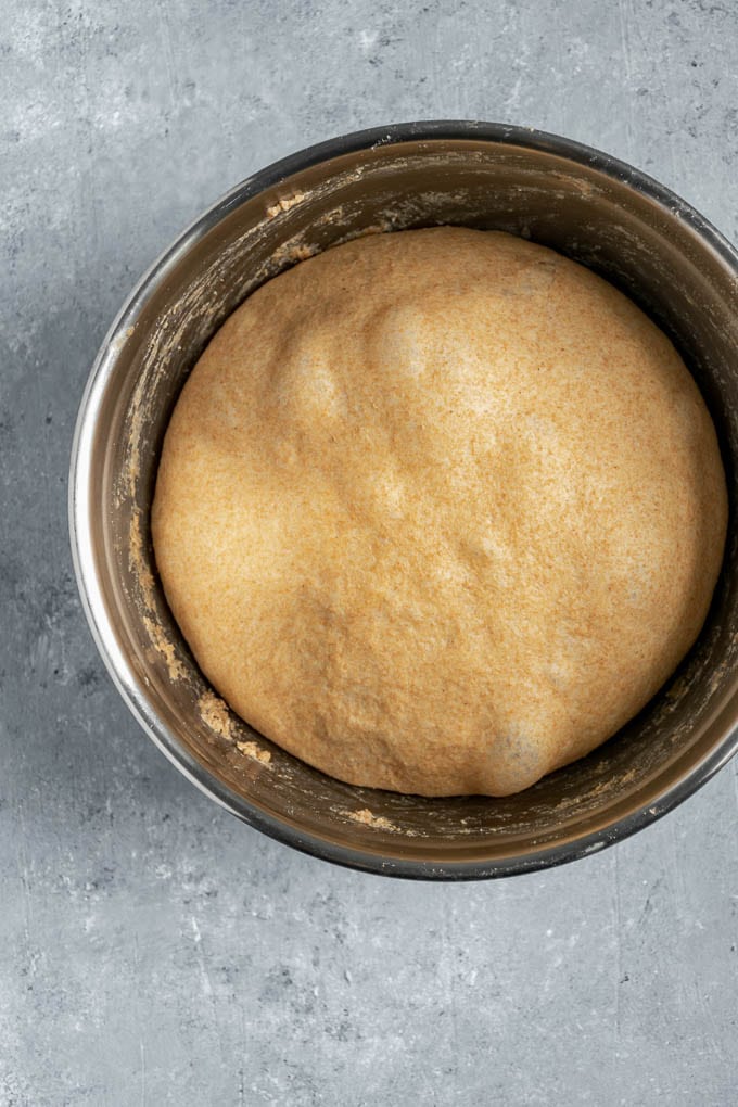 whole wheat bread dough after it has doubled in size