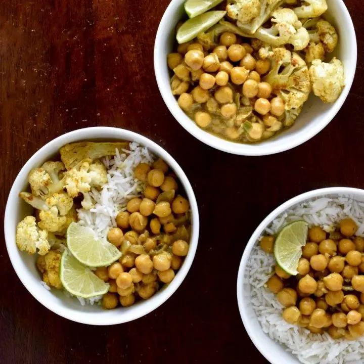 Golden Chickpeas and Curried Cauliflower