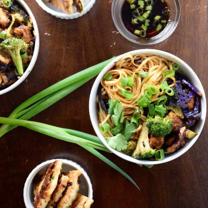 Tofu and Udon Noodle Almond Butter Stir Fry