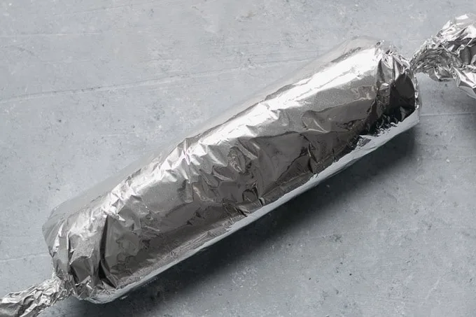 foil wrapped seitan roast before baking