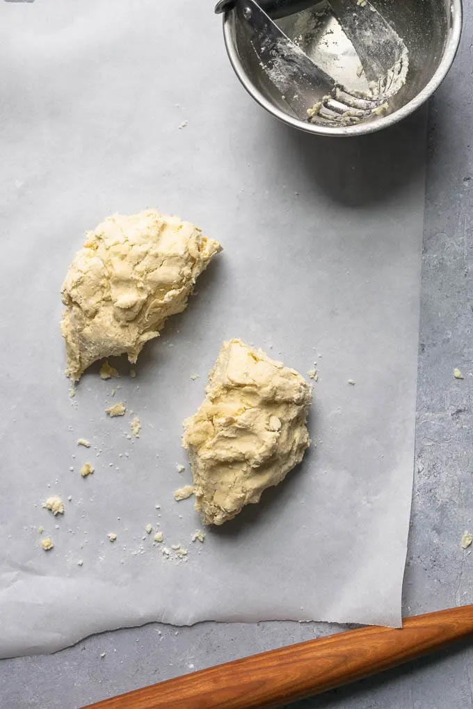 easy vegan pie dough divided in half