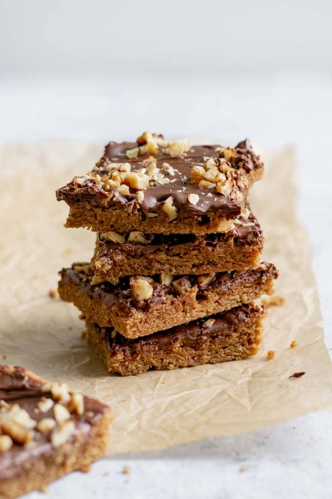 vegan mocha cinnamon bars, stacked