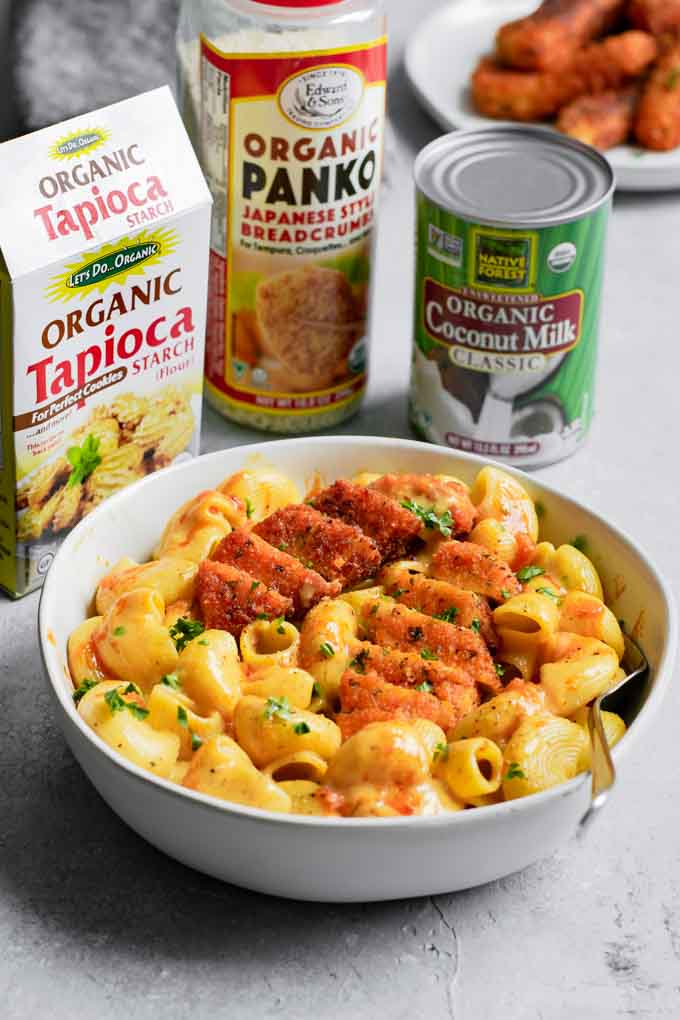 buffalo wing mac and cheese with the Edward & Son's product used in recipe