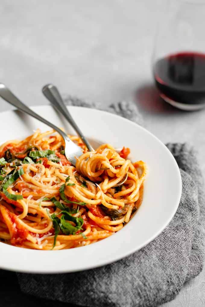 classic homemade marinara with spinach