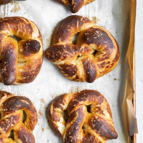 freshly baked homemade soft pretzels