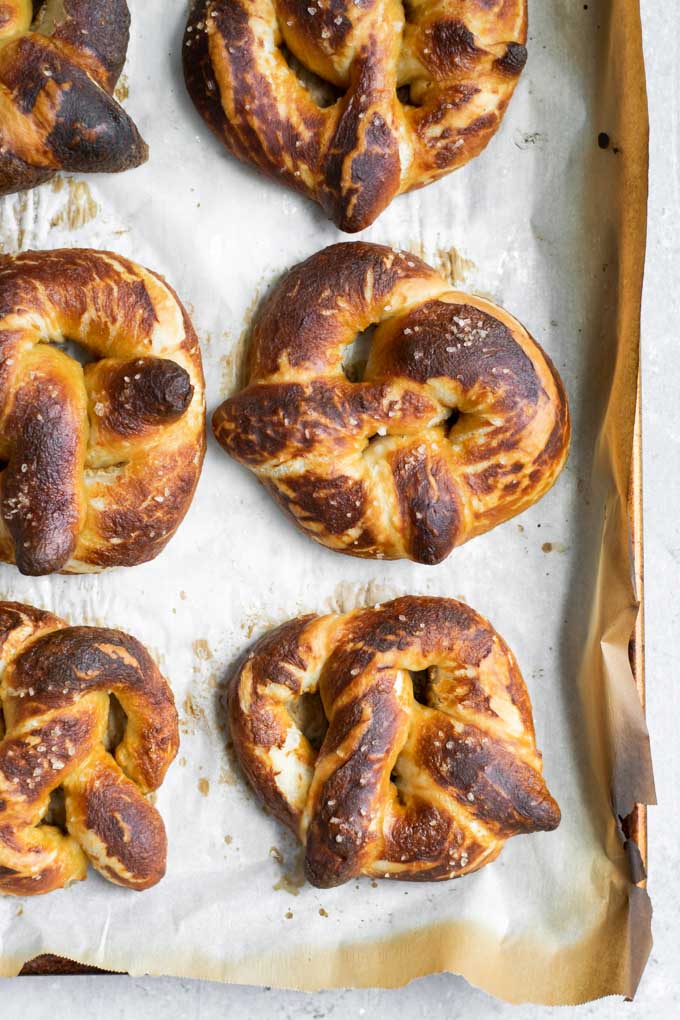 freshly baked homemade soft pretzels