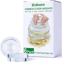 6-Pack Easy Fermentation Glass Weights with Handles for Keeping Vegetables Submerged During Fermenting and Pickling, Fits for Any Wide Mouth Mason Jars, FDA-Apporved Food Grade Materials