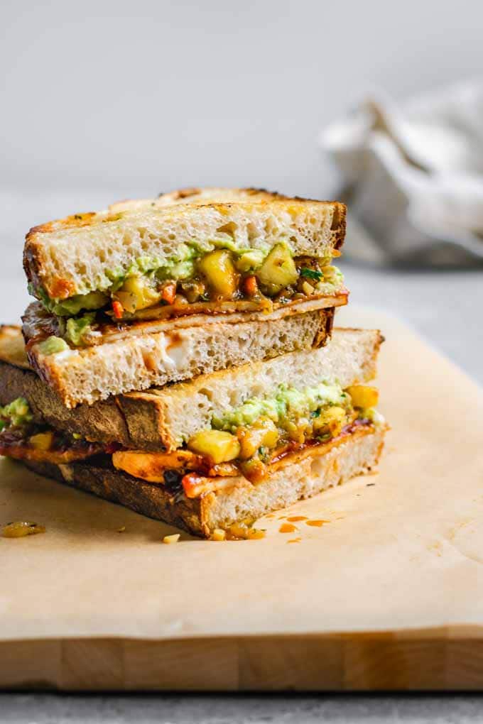 stacked barbecue tofu sandwiches